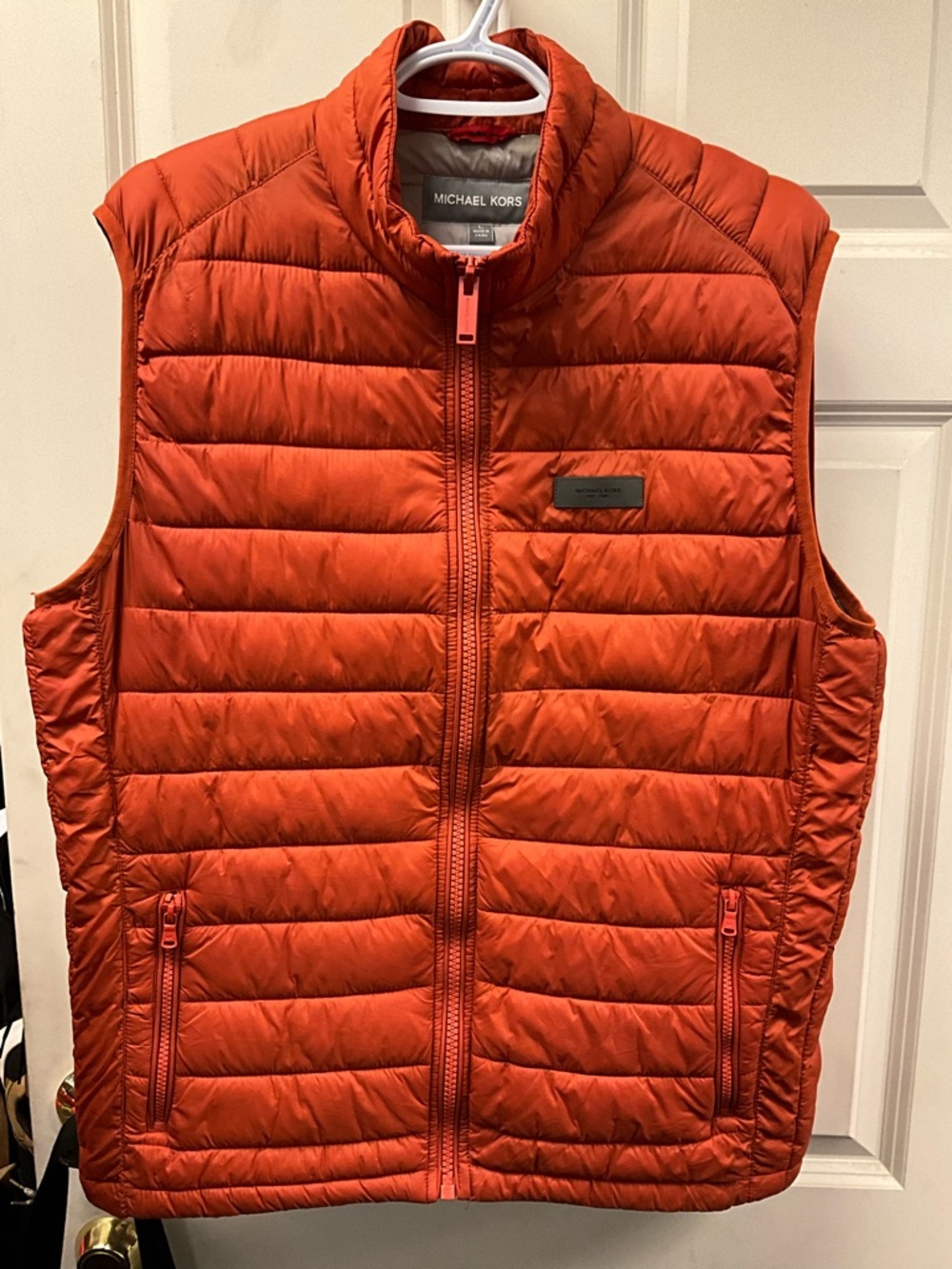 Michael Kors Men's Bright Orange Quilted Puffer Vest